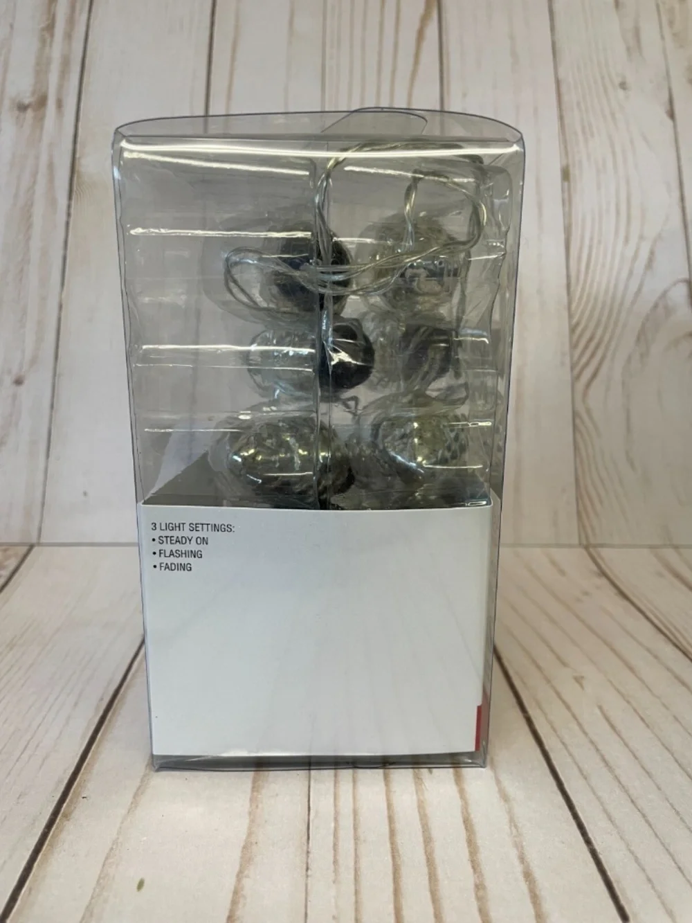 Christmas Lights Iridescent 8 Pinecones Silver Battery Operated Timer 5 ft NEW